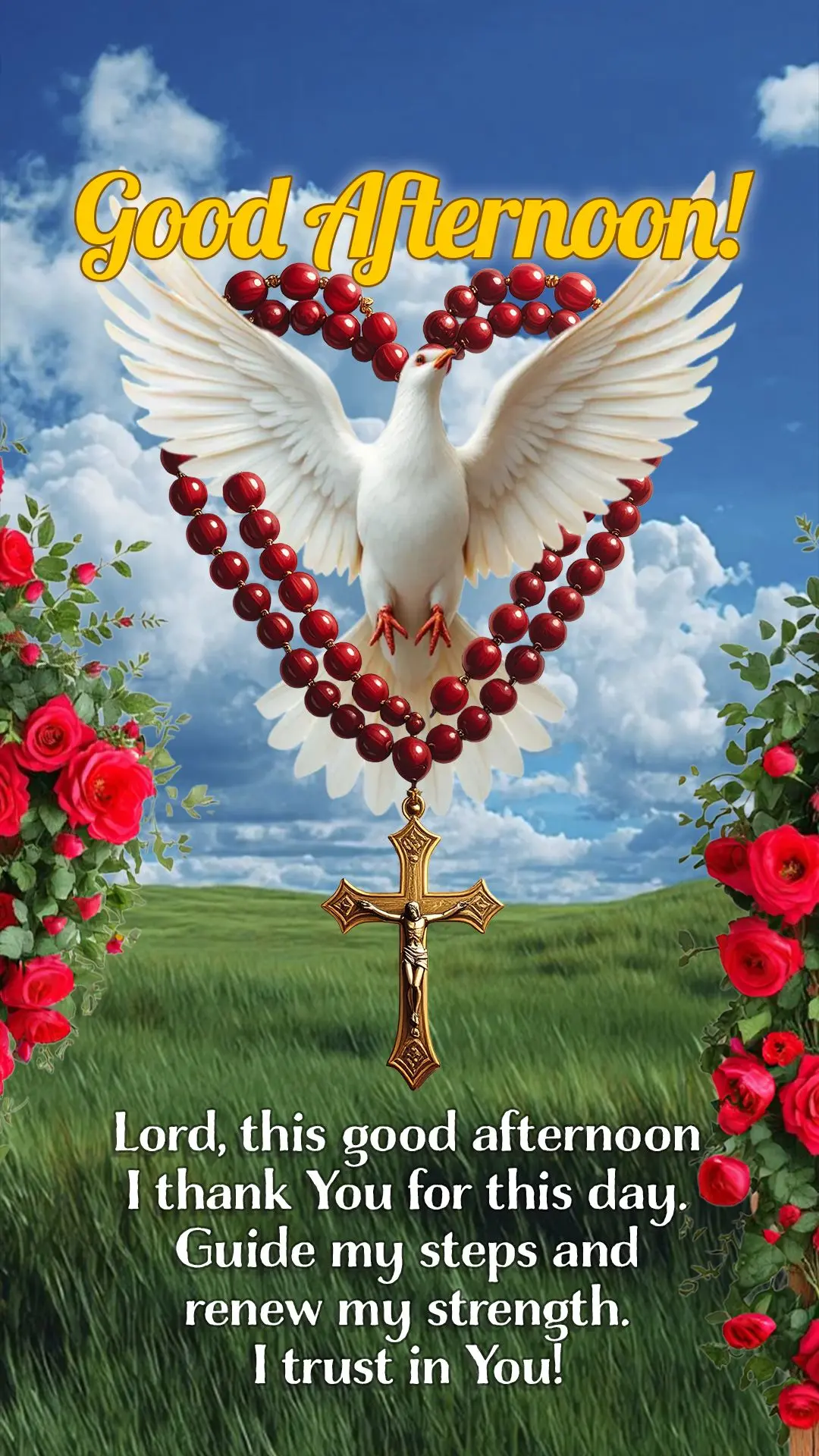 Pai, nesta boa tarde, obrigado por mais um dia de vida. Guia meus passos e renova minhas forças. Em Ti confio! 🙏☀️