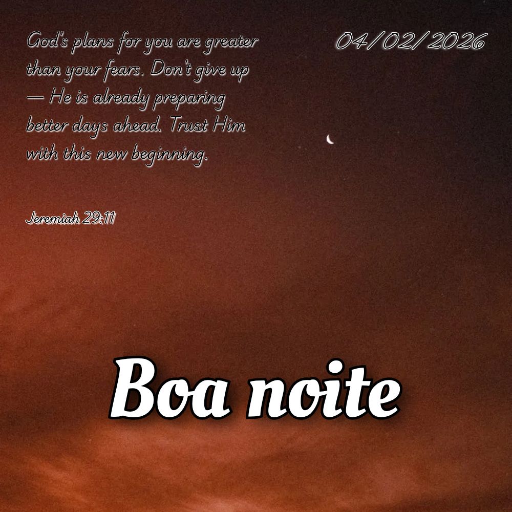 Cada novo ciclo é um convite de Deus para recomeçar. Deixe o passado para trás e avance com fé — novos caminhos estão sendo abertos para você.