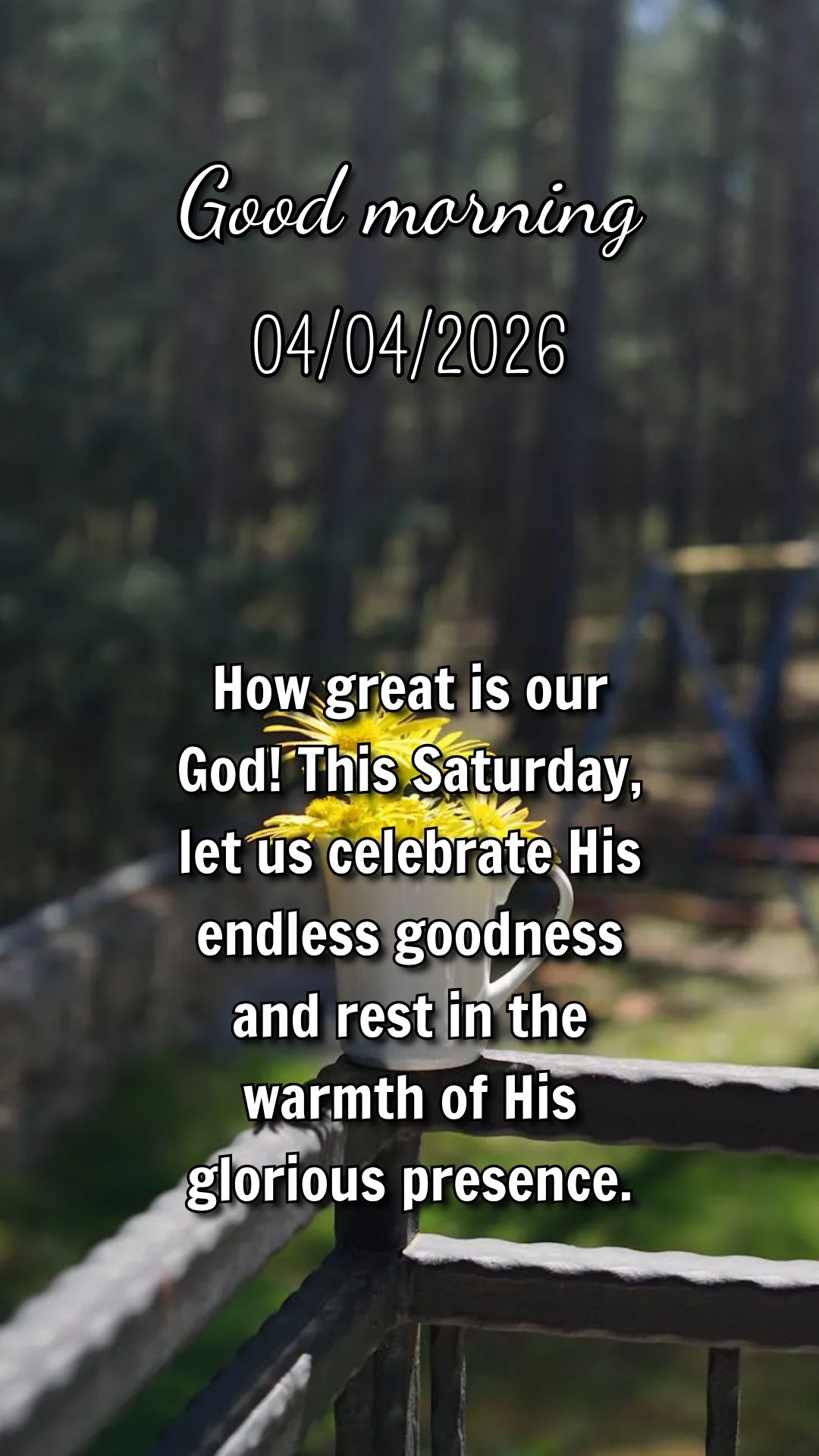 Deus tem planos lindos para você. Descanse neste sábado sabendo que o melhor ainda está por vir. Não desista!