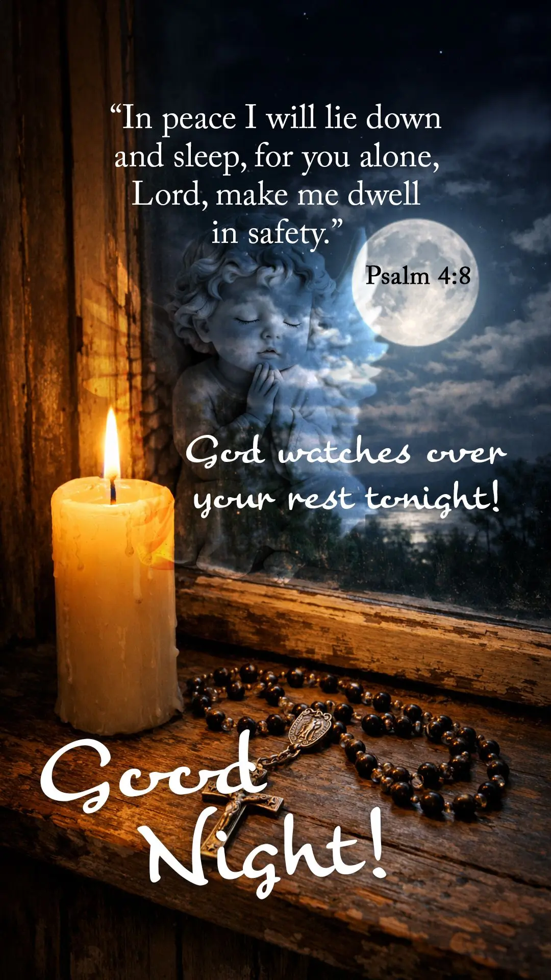 🌙 "Em paz me deito e logo adormeço, porque só tu, Senhor, me fazes repousar em segurança." — Salmos 4:8
Deus guarda o seu sono esta noite. Boa no...