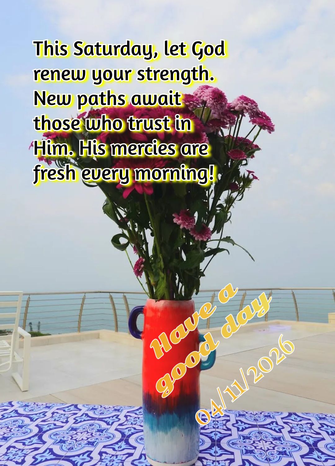 "Aquietai-vos e sabei que eu sou Deus." (Sl 46:10). Neste sábado, respire fundo e descanse na presença do Senhor. Tenha um bom dia Salmos 46:10