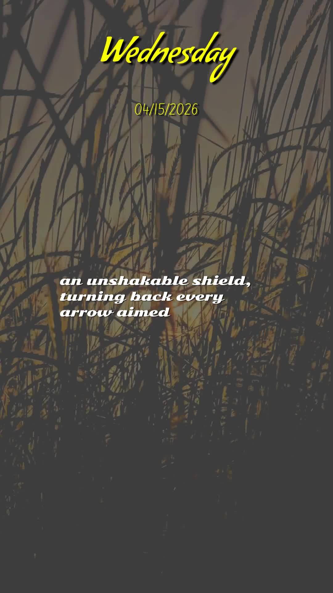 Bom dia! Que o Senhor Jesus caminhe contigo nesta quarta-feira, 15 de abril de 2026. Ao teu lado, como fiel defensor, pronto para lutar por ti em cada ba...
