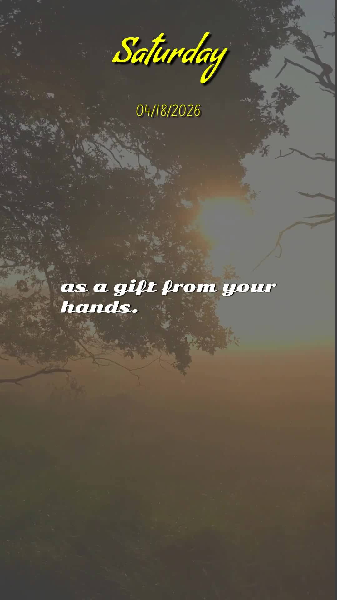 Deus, hoje é sábado, meu pai, dia dezoito de abril de dois mil e vinte e seis. Bom dia! Antes mesmo de me levantar da cama, eu paro e te agradeço por ...