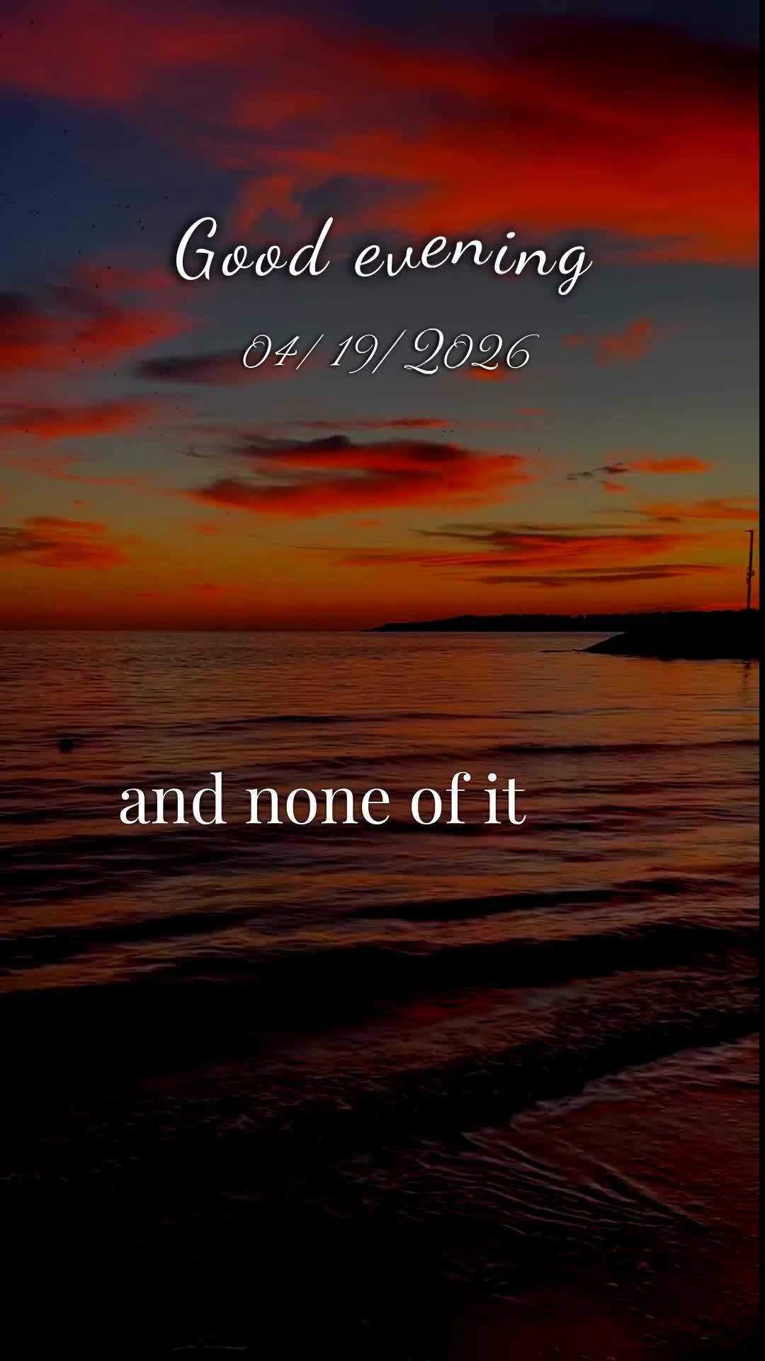 Boa noite. Neste domingo abençoado, dia dezenove de abril de dois mil e vinte e seis, que a paz de Deus desça sobre você como orvalho na madrugada. Qu...