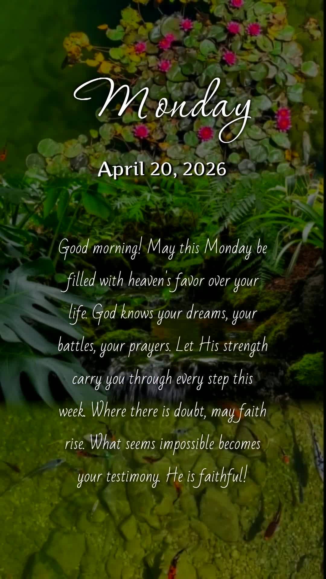 Bom dia! Que neste início de semana o céu se abra sobre sua vida e bênçãos transbordem sem medida. Que Deus guie cada passo, cure cada dor e transfo...