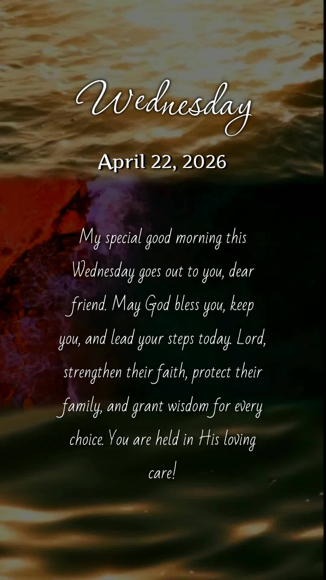 Meu bom dia especial nesta quarta-feira é para você, pessoa querida. Que Deus te abençoe, te guarde e te guie em cada passo. Senhor, fortalece a fé, ...