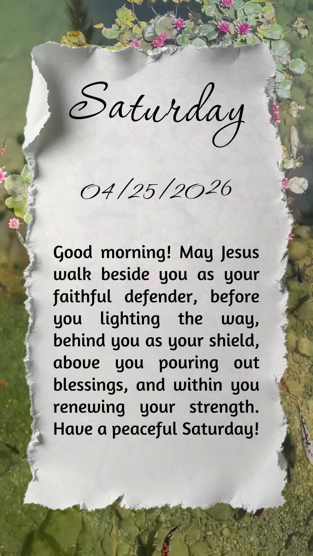 Bom dia! Que Jesus esteja ao teu lado como fiel defensor, à tua frente abrindo caminhos, atrás de ti como escudo, sobre ti derramando bênçãos e dent...