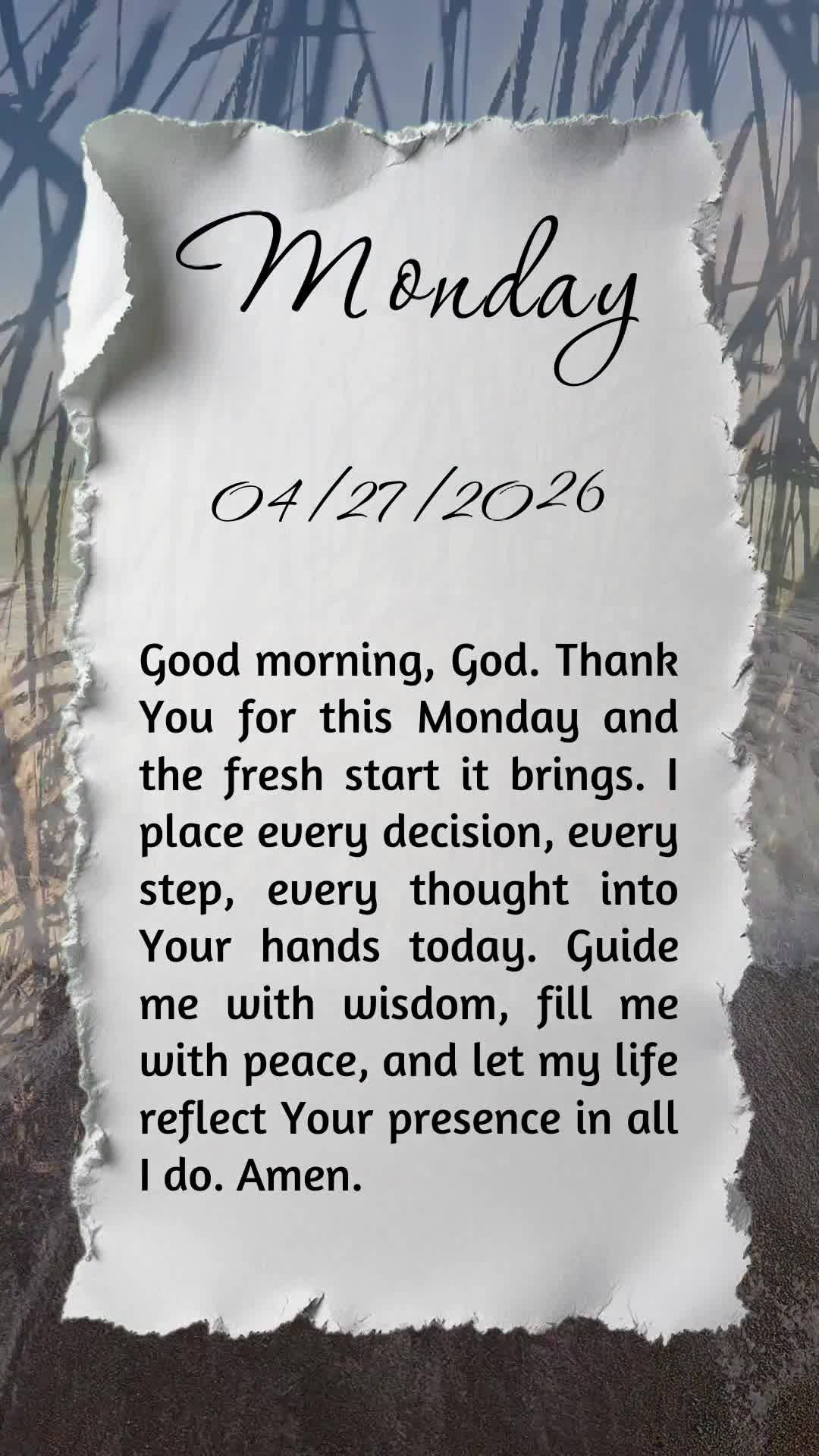 Deus, bom dia. Antes de qualquer coisa, obrigado por mais esse amanhecer. Essa segunda-feira é Sua, entrego cada passo, cada decisão, cada pensamento n...