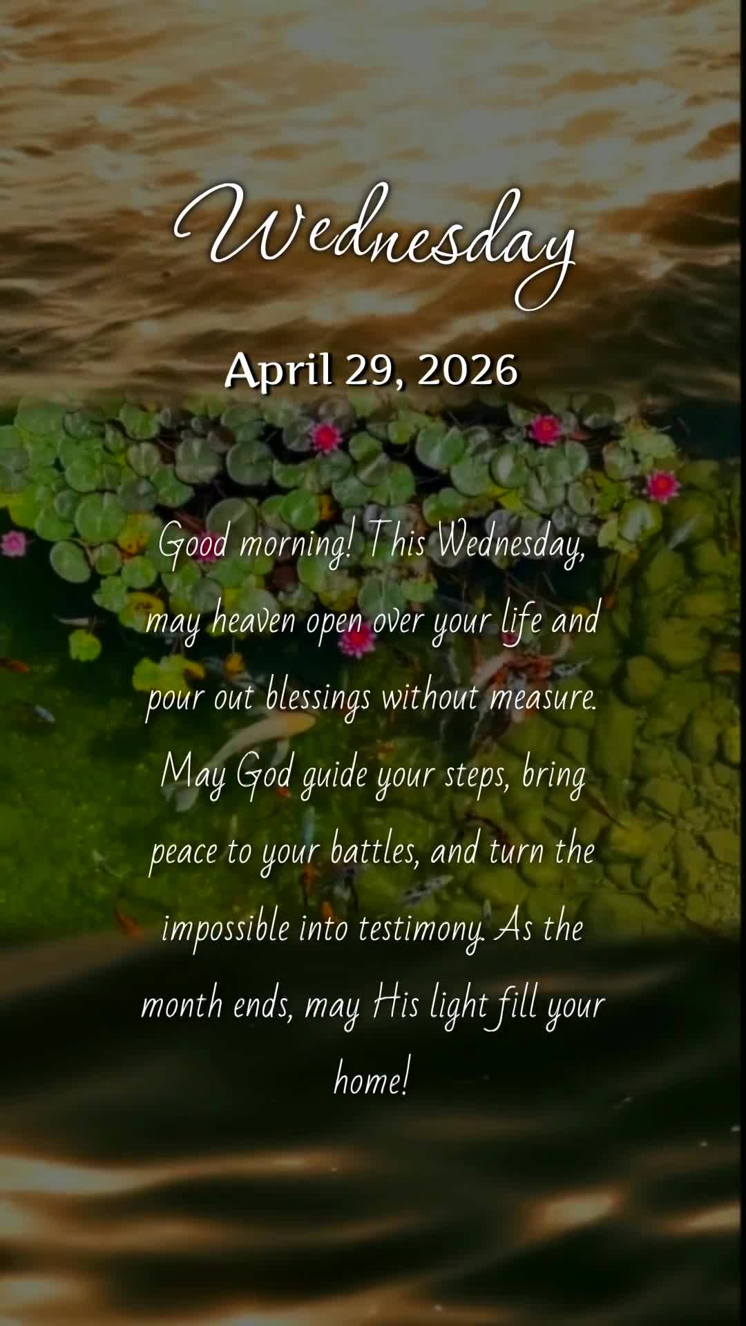 Bom dia! Que nesta quarta-feira o céu se abra sobre sua vida e derrame bênçãos sem medida. Que Deus guie seus passos, console suas dores e transforme...