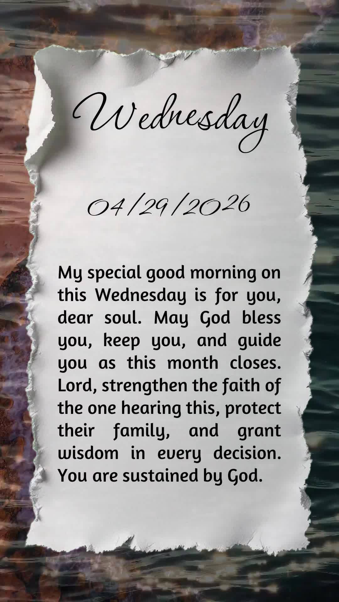 Meu bom dia especial nesta quarta-feira é para você, pessoa querida. Que Deus te abençoe, te guarde e te guie nos últimos dias deste mês. Senhor, fo...