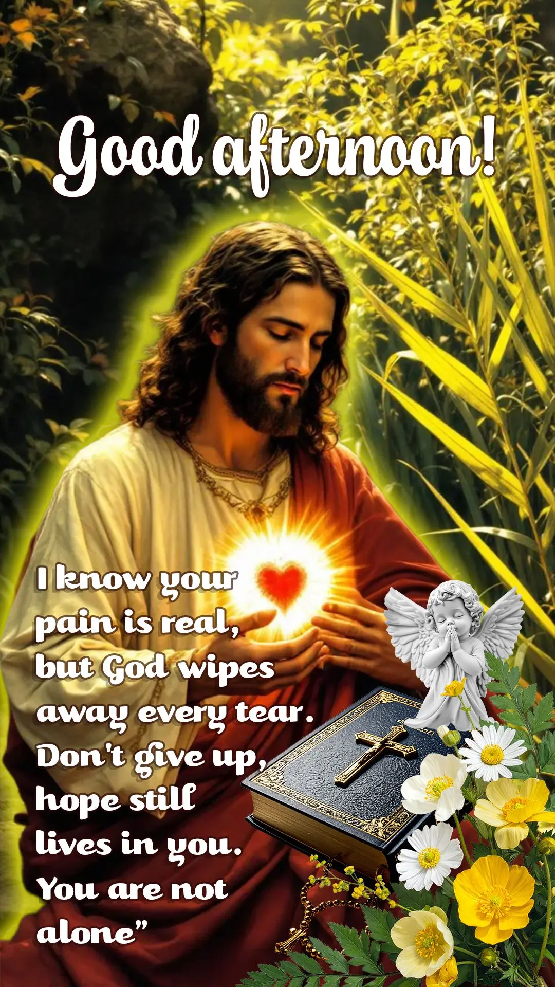 Boa tarde! Sei que sua dor é real, mas Deus enxuga cada lágrima sua. Não desista, a esperança ainda vive em você. Você não está sozinho. 🙏