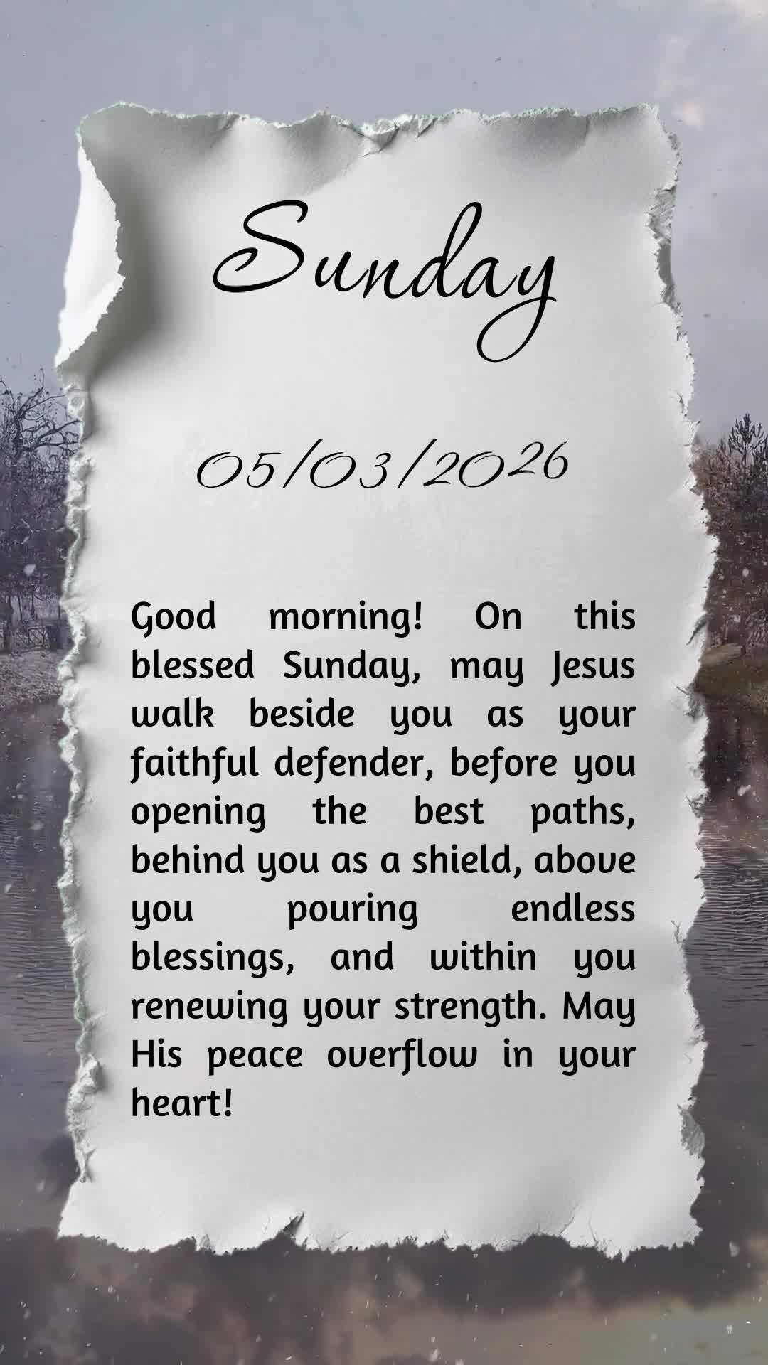 Bom dia! Neste domingo abençoado, que Jesus caminhe ao teu lado como fiel defensor, à tua frente abrindo os melhores caminhos, atrás de ti como escudo...