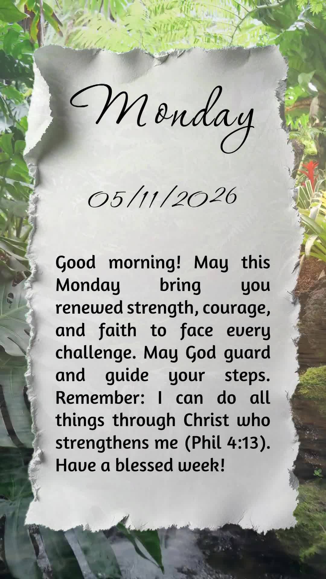 Bom dia! Que nesta segunda-feira não te falte ânimo, força e fé para recomeçar. Que Deus te guarde, te proteja e ilumine cada passo seu. Lembre-se: ...
