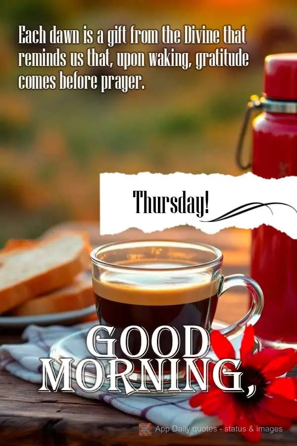 Cada amanhecer é um presente do divino que nos faz lembrar que ao acordar, a gratidão vem antes da oração. Bom dia Quinta-feira!