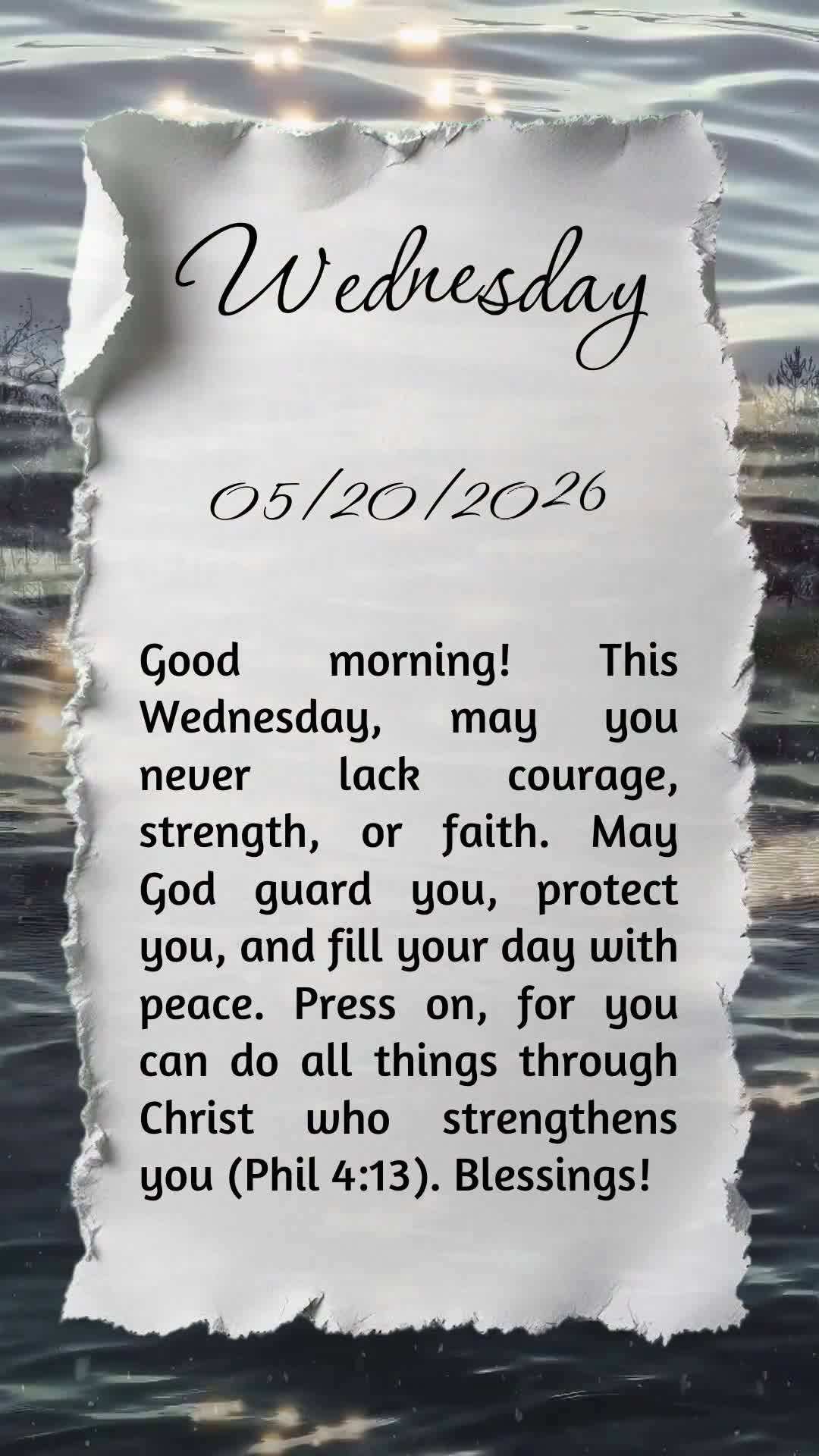 Bom dia! Que nesta quarta-feira não te falte ânimo, força e fé. Que Deus te guarde, te proteja e encha teu coração de paz. Siga firme, pois tudo po...