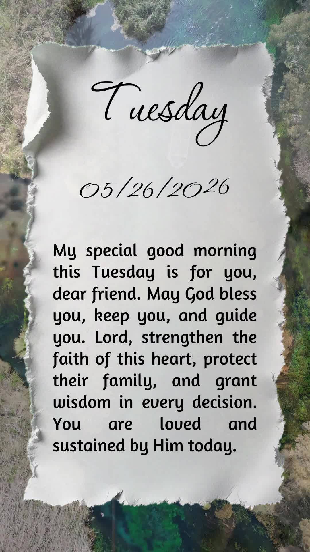 Meu bom dia especial nesta terça-feira é para você, pessoa querida. Que Deus te abençoe, te guarde e te guie em cada passo. Senhor, fortalece a fé d...