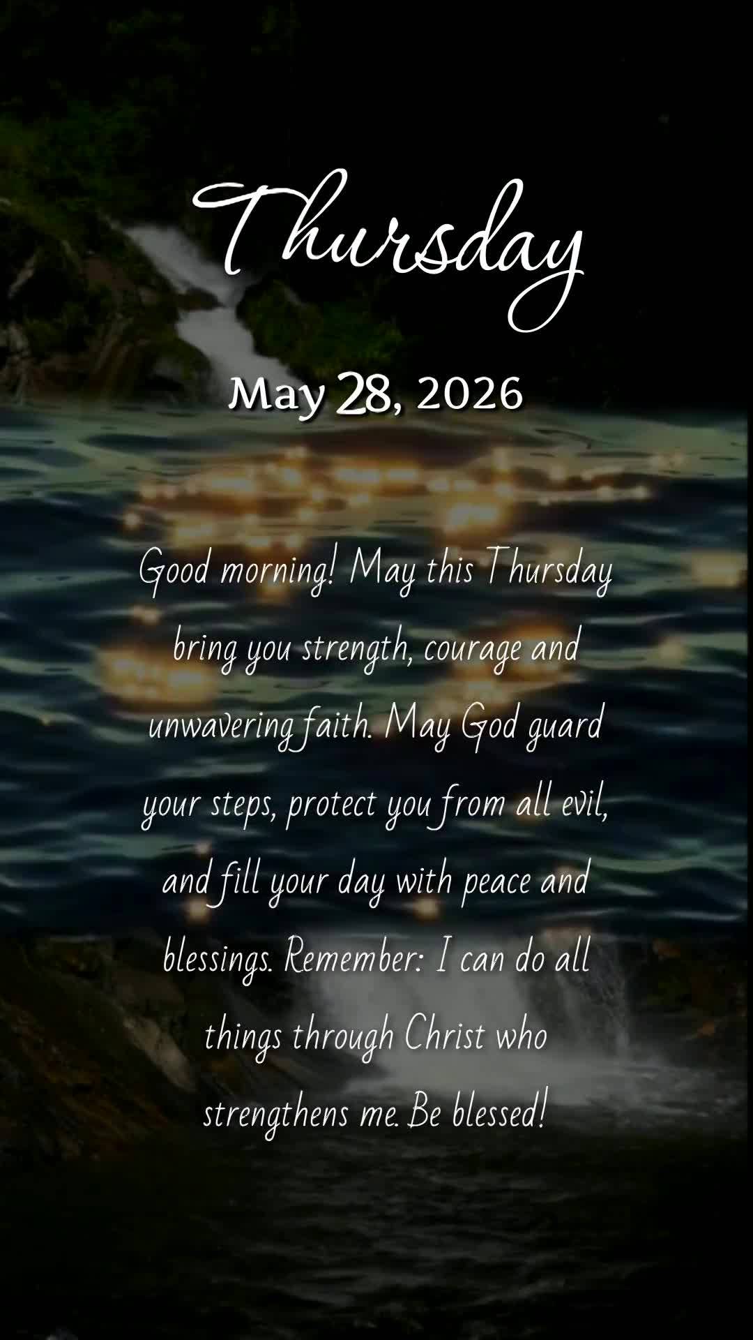 Bom dia! Que nesta quinta-feira não te falte ânimo, força e fé. Que Deus te guarde, te cuide e te proteja de todo mal, enchendo seu coração de paz ...