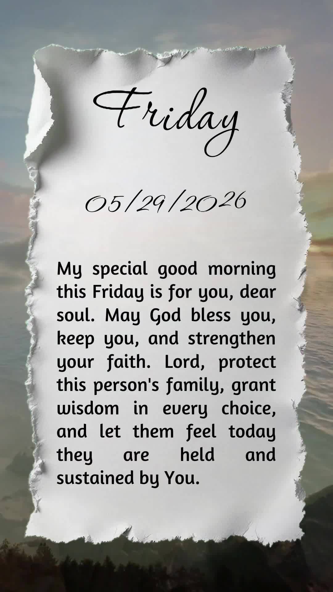 Meu bom dia especial nesta sexta-feira é para você, pessoa querida. Que Deus te abençoe, te guarde e fortaleça sua fé. Senhor, protege a família de...