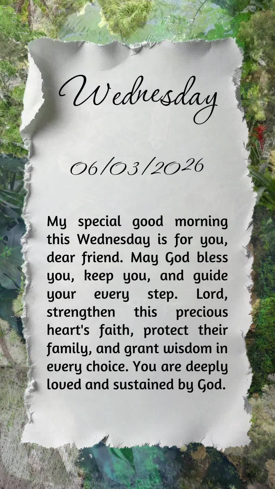 Meu bom dia especial nesta quarta-feira é para você, pessoa querida. Que Deus te abençoe, te guarde e te guie em cada passo. Senhor, fortalece a fé d...
