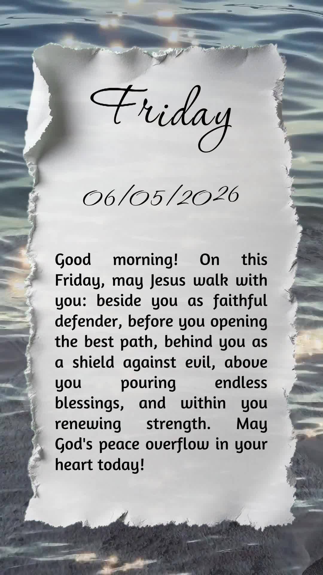 Bom dia! Nesta sexta-feira, que Jesus caminhe contigo: ao teu lado como fiel defensor, à tua frente abrindo o melhor caminho, atrás de ti como escudo, ...