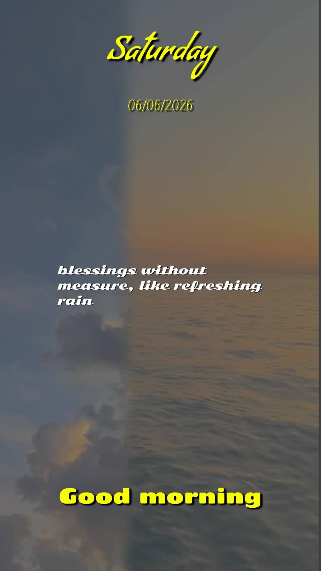 Bom dia! Hoje é Sábado, 6 de Junho de 2026, um dia abençoado de descanso e renovação. Que o Senhor Jesus caminhe contigo neste sábado tranquilo. Ao...