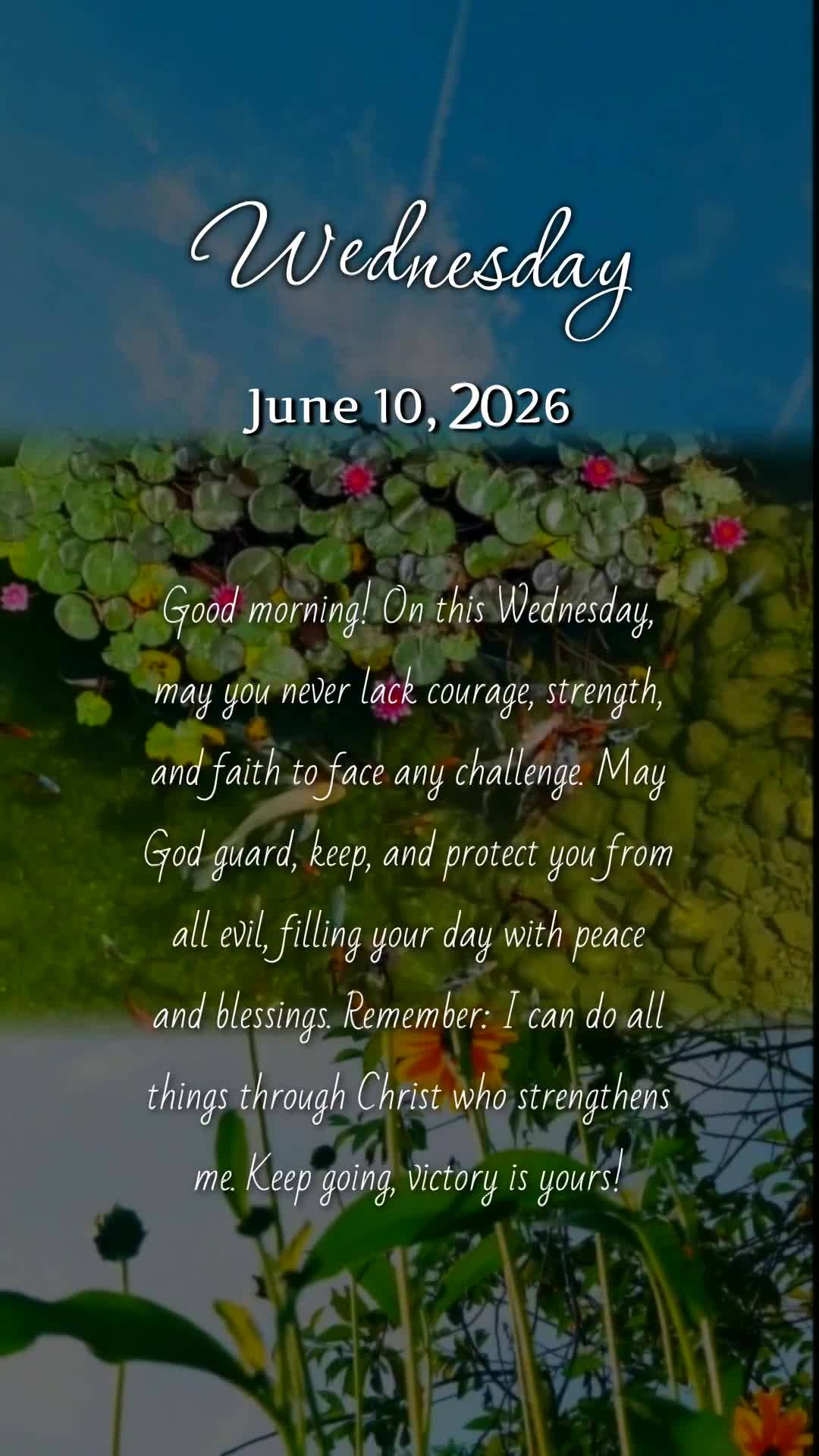 Bom dia! Que nesta quarta-feira não te falte ânimo, força e fé para enfrentar cada desafio. Que Deus te guarde, te cuide e te proteja de todo mal, en...
