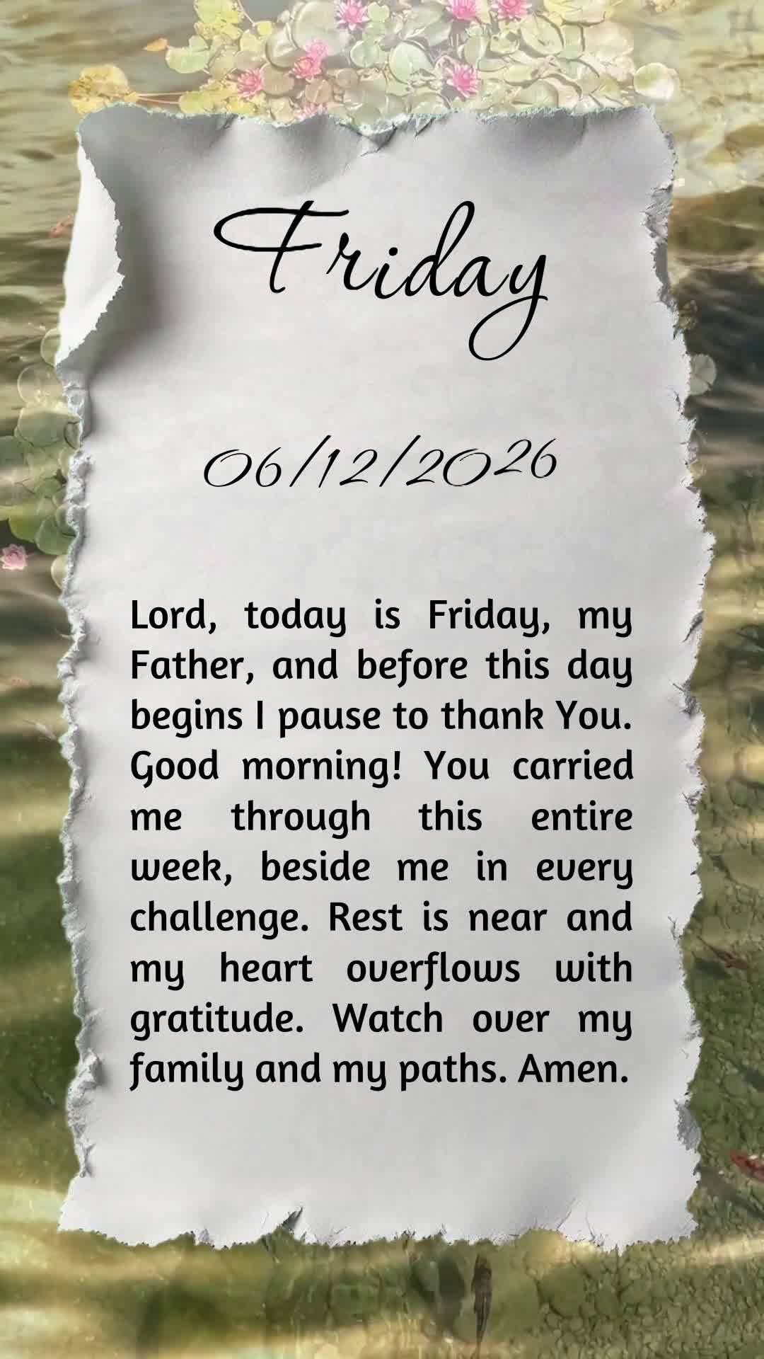 Deus, hoje é sexta-feira, meu Pai, e antes do dia começar eu paro para te agradecer. Bom dia, Senhor! Tu me sustentaste a semana toda, em cada desafio ...