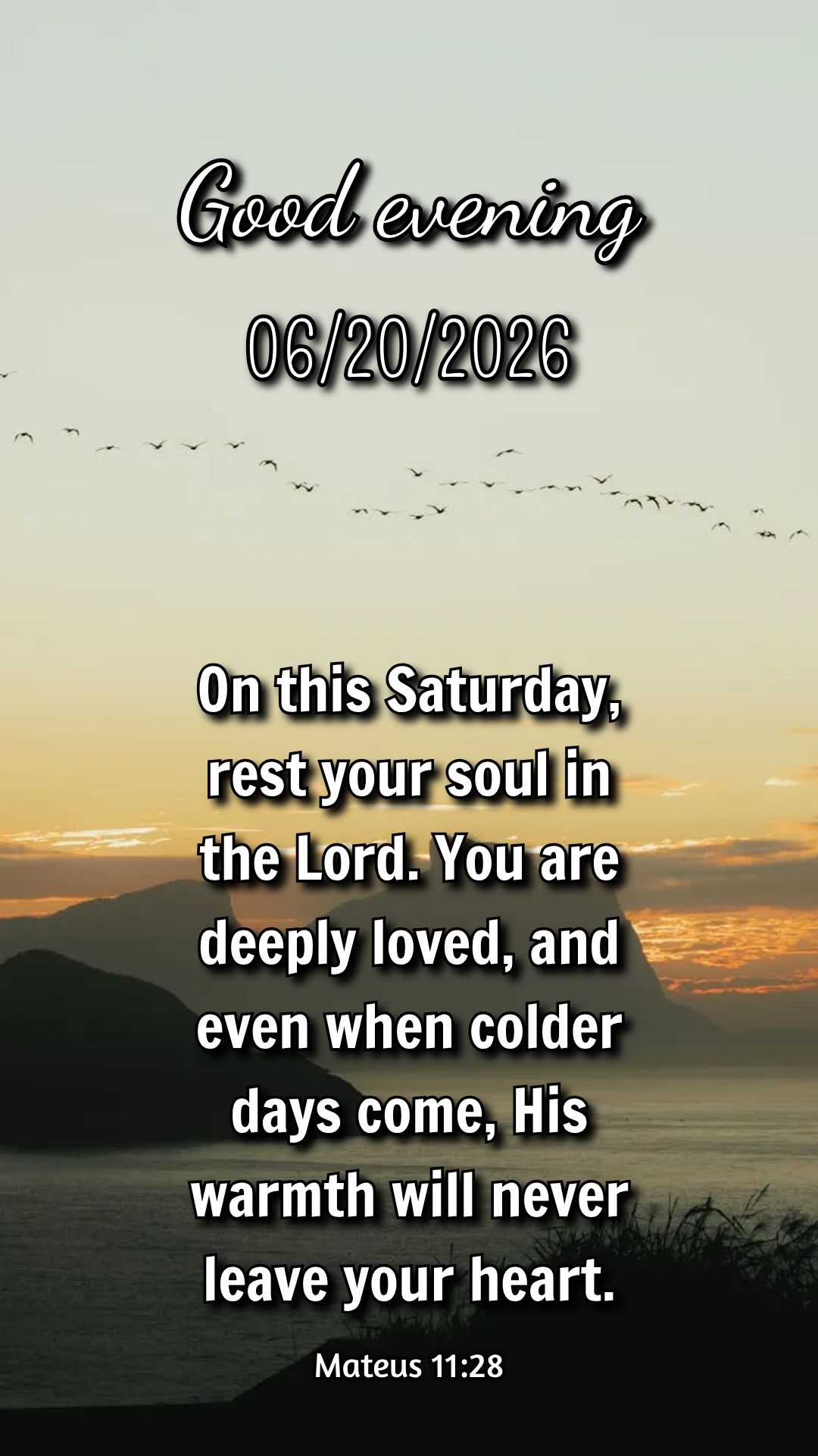 Neste sábado de descanso, que Deus abençoe a sua vida, a sua casa e a sua família. Que o calor do amor de Cristo aqueça cada coração no frio que ch...