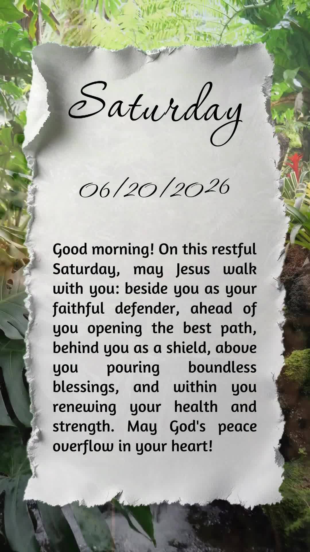 Bom dia! Neste sábado de descanso, que Jesus caminhe contigo: ao teu lado como fiel defensor, à tua frente abrindo o melhor caminho, atrás de ti como ...