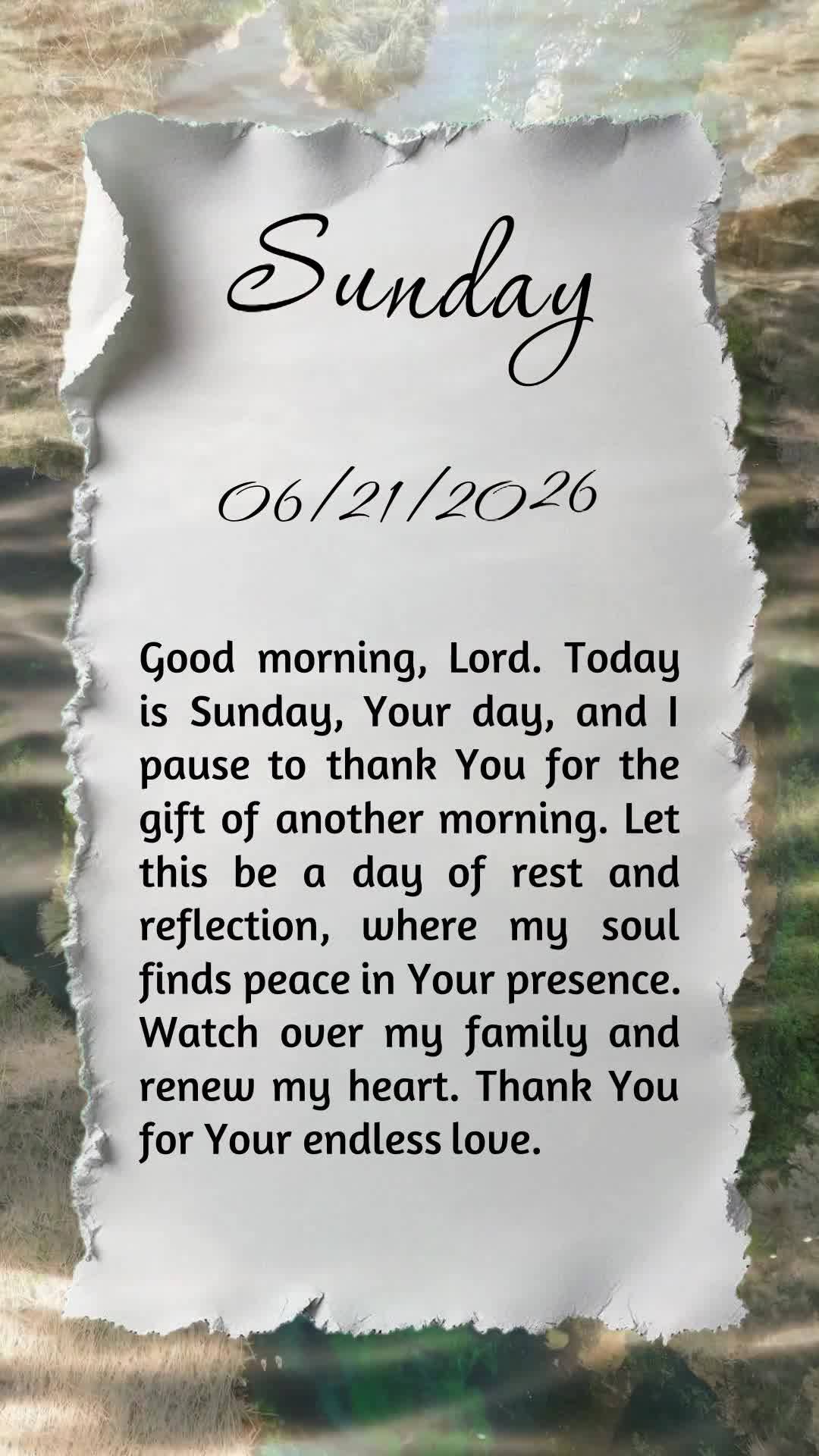 Deus, hoje é domingo, meu pai, e antes que o dia avance eu paro para te agradecer por mais um dia de vida. Que este seja um dia de descanso e reflexão,...
