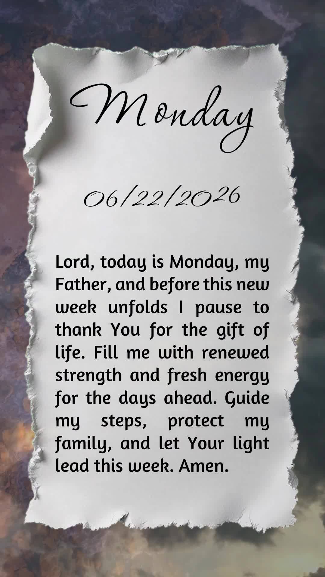 Deus, hoje é segunda-feira, meu Pai, e antes que o dia avance eu paro para te agradecer por mais uma semana que começa. Renova minhas forças, acende e...