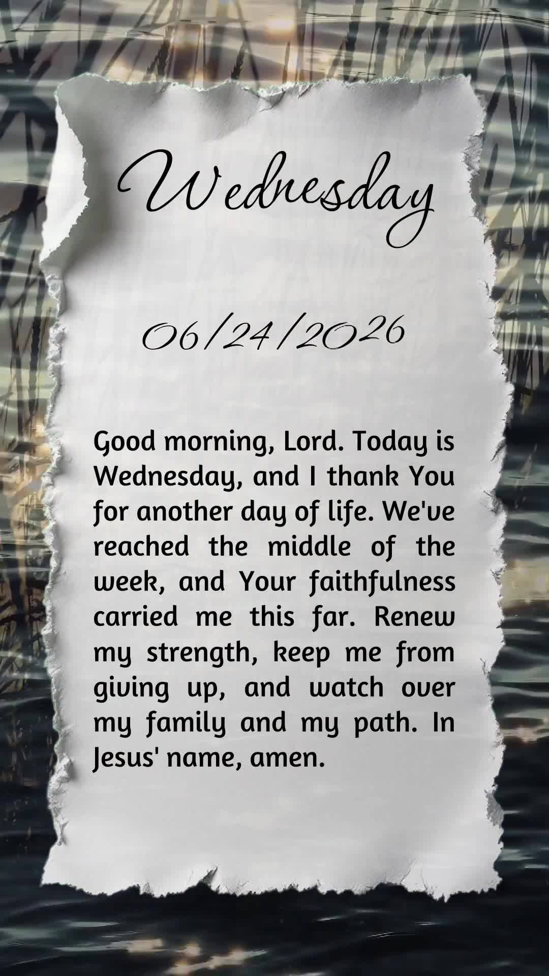 Deus, hoje é quarta-feira e antes de tudo eu paro para te agradecer por mais um bom dia. Chegamos ao meio da semana e foi a tua mão que me sustentou at...