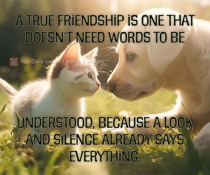 A true friendship is one that doesn't need words to be understood, because a look and silence already says everything.