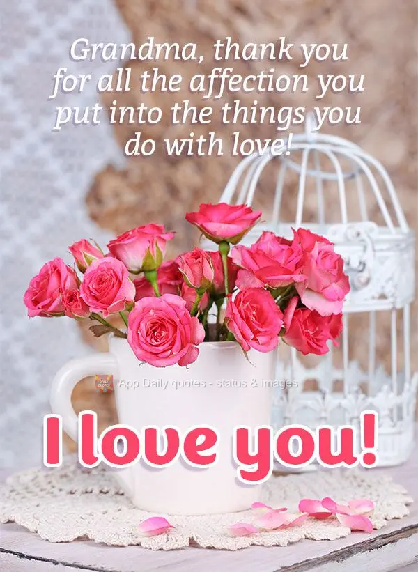 Grandma, thank you for all the affection you put into the things you do with love! I love you!