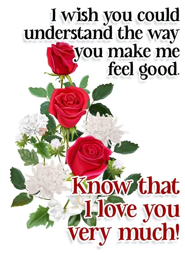 I wish you could understand the way you make me feel good. Know that I love you very much!