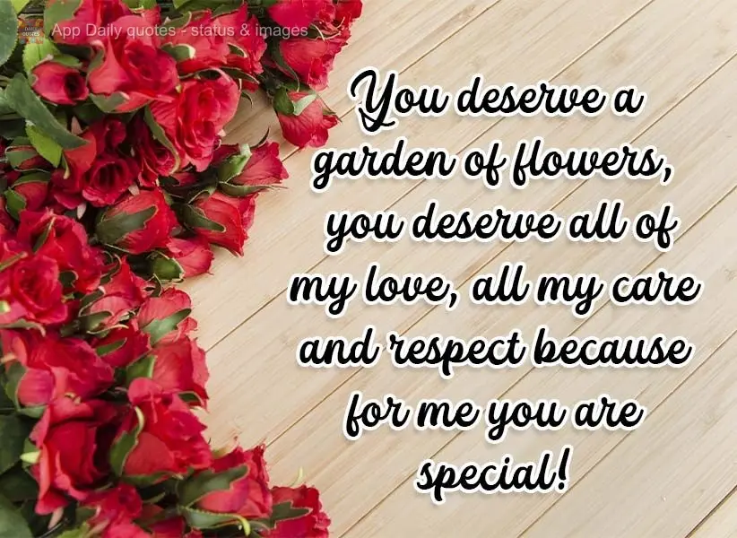 You deserve a garden of flowers. You deserve all of my love, all of my care, and respect, because you are special to me! 