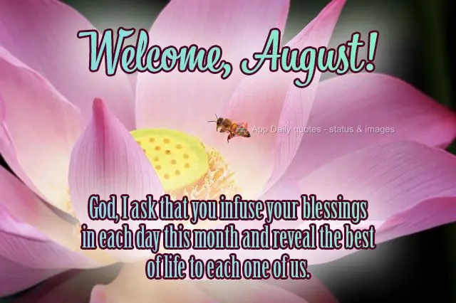 God, I ask that you infuse your blessings into each day this month and reveal the best of life to each one of us. Welcome, August!