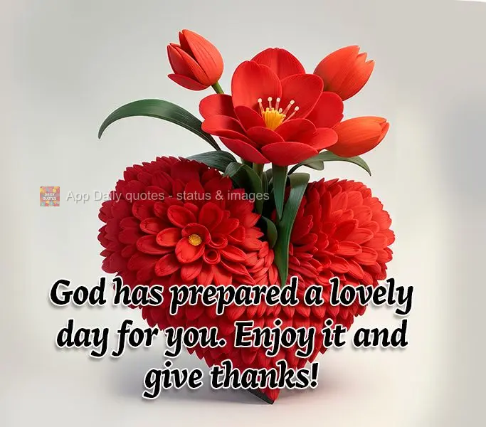 God has prepared a lovely day for you. Enjoy it and give thanks!