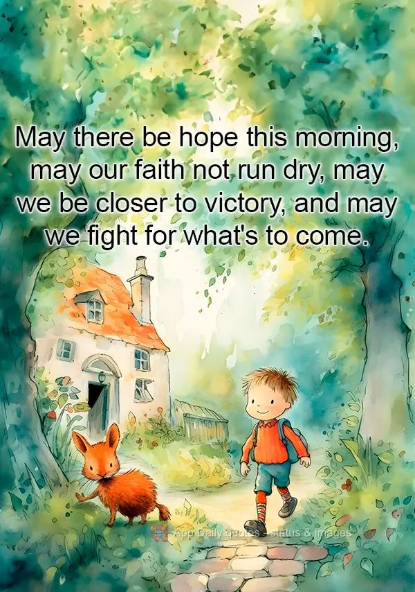 May there be hope this morning, may our faith not run dry, may we be closer to victory, and may we fight for what's to come.