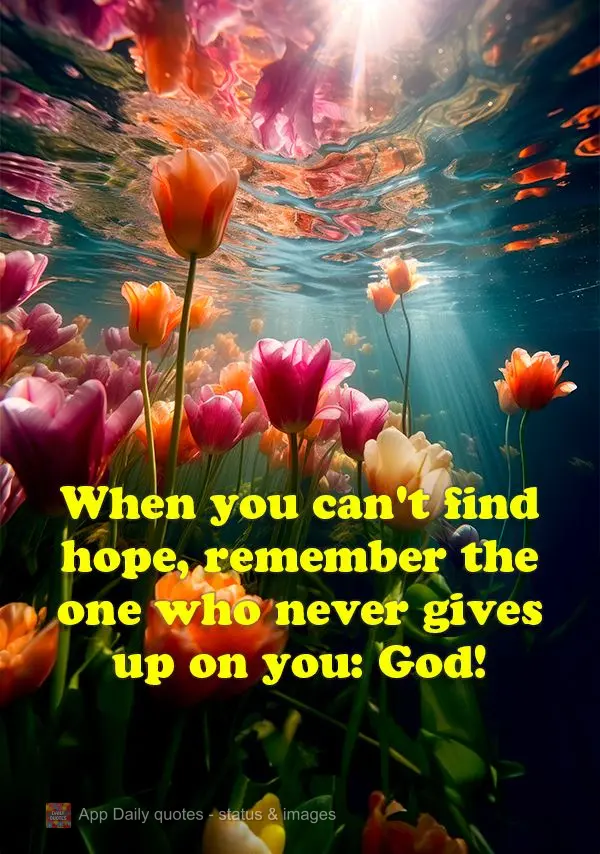 When you can't find hope, remember the one who never gives up on you: God!