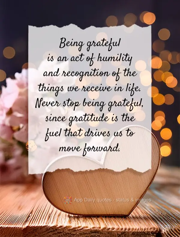 Being grateful is an act of humility and recognition of the things we receive in life. Never stop being grateful, since gratitude is the fuel that drives...
