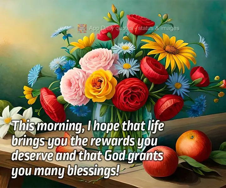 This morning, I hope that life brings you the rewards you deserve and that God grants you many blessings!