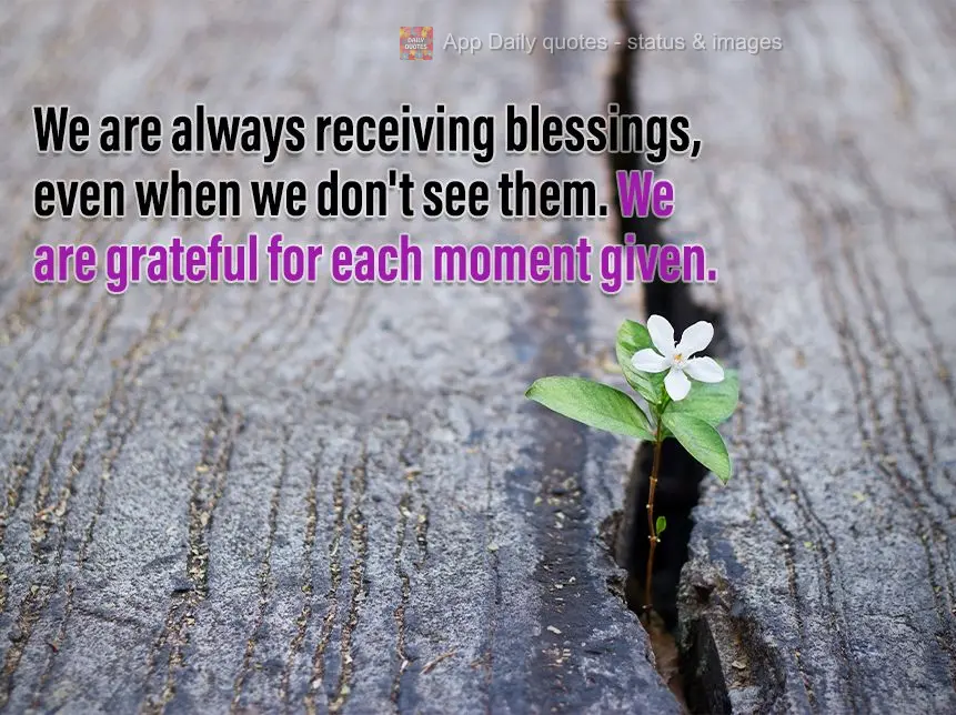 We are always receiving blessings, even when we don't see them. We must be grateful for each moment we are given.