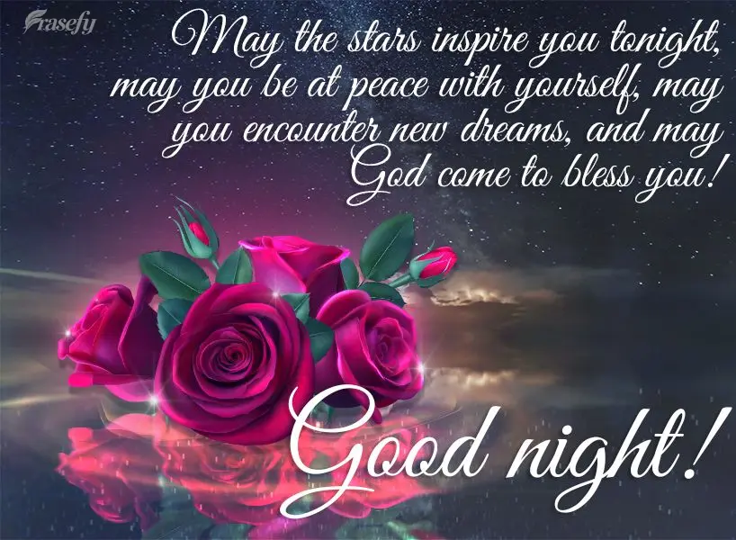 Que esta noite as estrelas te inspirem. Que você esteja em paz consigo mesmo, que você encontre novos sonhos e que Deus venha te abençoar! Boa noite!...