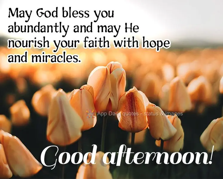 Que Deus lhe abençoe abundantemente e que Ele alimente a sua fé de esperanças e milagres. Boa tarde!