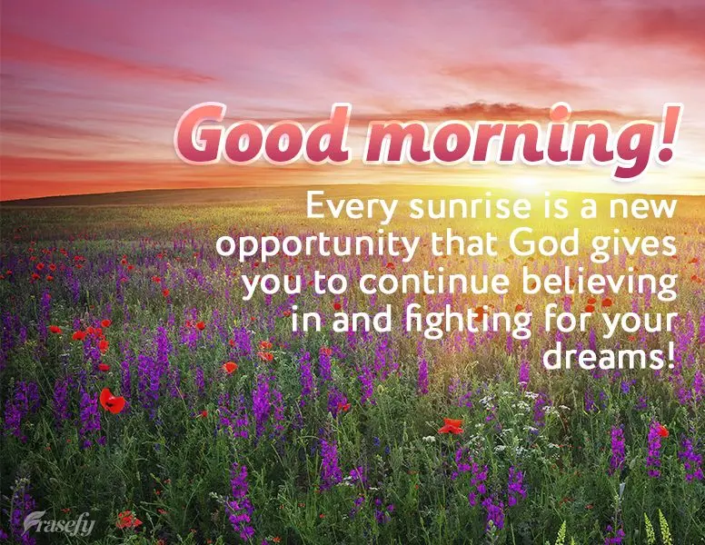 Todo amanhecer é uma nova oportunidade que Deus te dá para que você continue acreditando e lutando pelos seus sonhos! Bom dia!