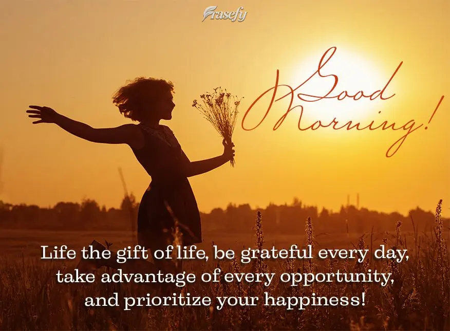 Viva o presente da vida, seja grato todo dia, aproveite todas as oportunidades e não deixe de priorizar a sua felicidade! Bom dia! 