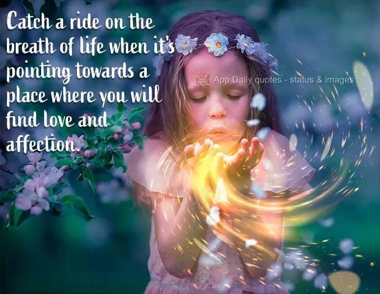 Catch a ride on the breath of life when it's pointing towards a place where you will find love and affection.