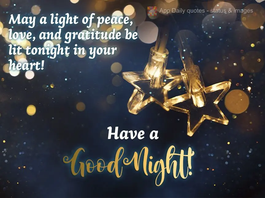 May a light of peace, love, and gratitude be lit tonight in your heart! Have a good night!