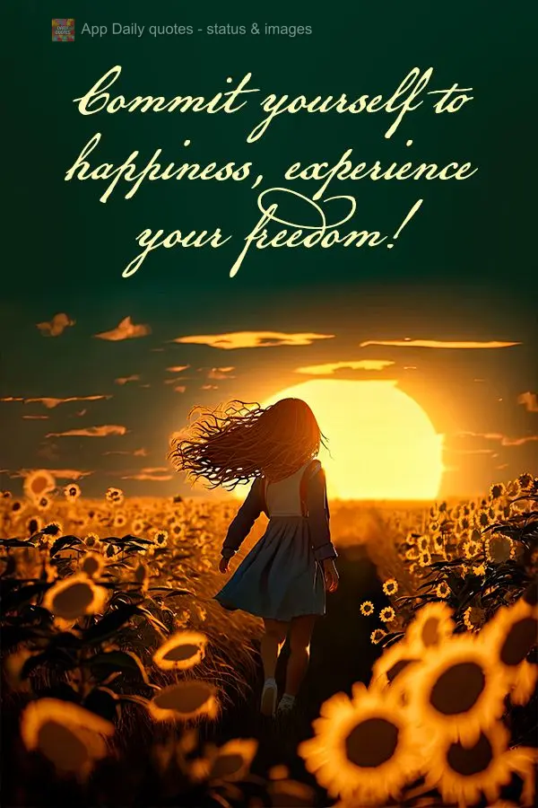 Commit yourself to happiness, experience your freedom!